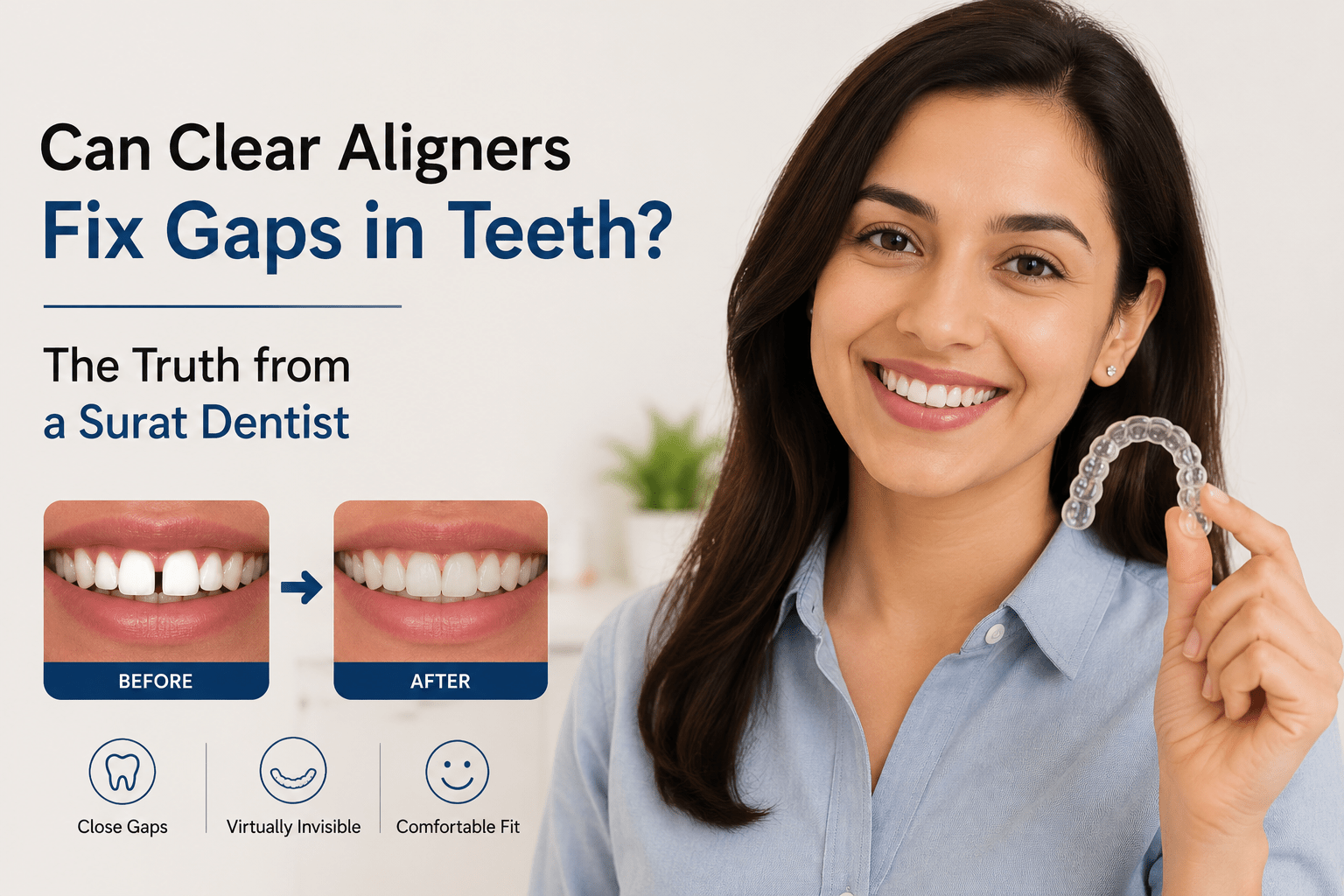 Can Clear Aligners Fix Gaps in Teeth? The Truth from a Surat Dentist