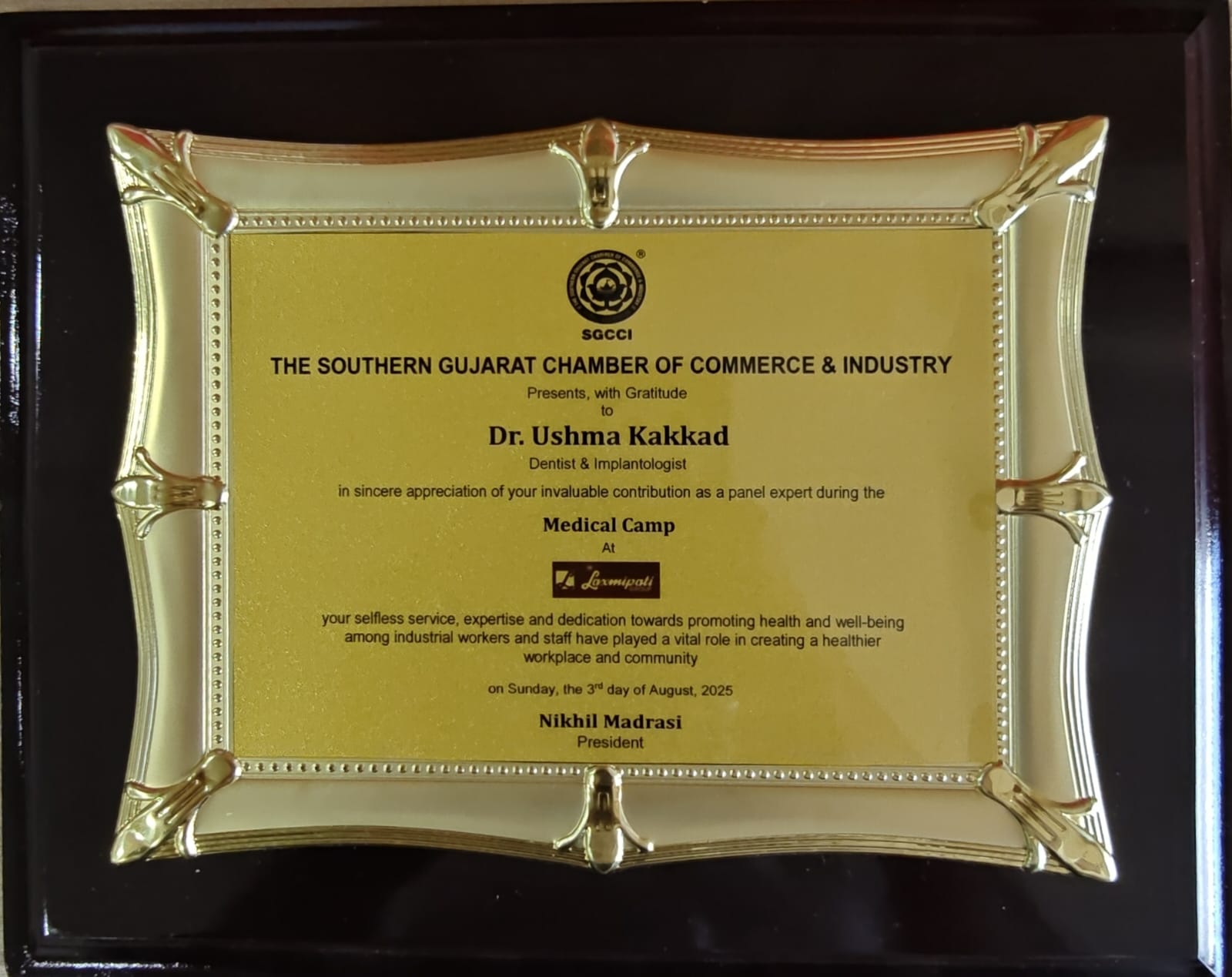 Panel Expert Appreciation Honor - Medical Camp